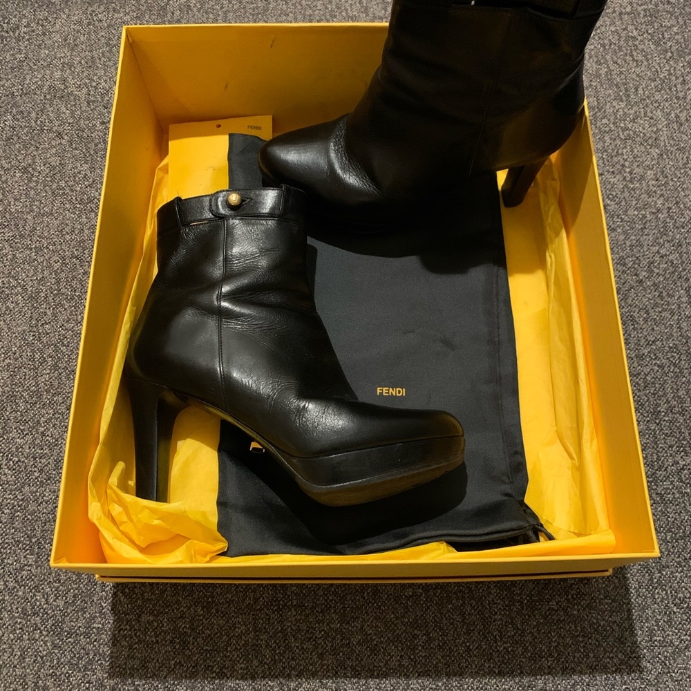 Fendi black platform boots